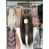 DAIIIBABYYY  -  High Temperature Silk Full Head Wig Inner Buckle Straight Hair French Wave Style Blonde Color for Women Hair Extension