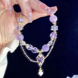 DAIIIBABYYY  -  Fashion Korean Sweet Crystal Beads Bracelet for Women Exquisite Feather Butterfly Tassel Charm Bracelet Girls Party Jewelry Gift