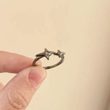 Daiiibabyyy  Sweet Ghost Cross Opening Rings for Women Unique Cute Finger Opening Adjustable Rings Couple Rings Fashion Jewelry Birthday Gift