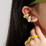 Daiiibabyyy  1Pcs Colorful Zircon Drop Glaze Ear Cuff for Women Korean Sweet Cute Non-Piercing Ear Wrap Ear Clip Y2K Jewelry Gifts