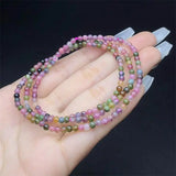 DAIIIBABYYY  -  3MM Natural Tourmaline Triple Circle Bracelet Women Healing Gemstone Crystal Strand Lovers Jewelry Gift 1PCS