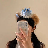 Daiiibabyyy  1 Pcs Women's Hair Hair Hoops Cute Kawaii Plush Sweet Hair Hair Hoops Multifunctional Taking Photo Washing Face Hair Accessories