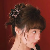 Daiiibabyyy  1pcCoffee colored star shaped clip, sweet and girlish heart, high ponytail hair clip, back of the head hair clip, hair accessory