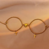 DAIIIBABYYY  -  2Pcs Bracelets for Women Men Fashion Couple Cuff Jewelry Vintage Chains Heart Magnet Bracelets Korea  Trendy Pulsera