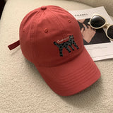 DAIIIBABYYY  -  New Spotted Cat Embroidered Baseball Cap Outdoor Versatile Soft Top Wide Brim Big Head Adjustable Sports Hat for Men and Women