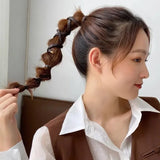 DAIIIBABYYY  -  PU Leather Hair Rope Scrunchies Women Simple Long Wire Hair Ring Ties Braided Headband INS Ponytail Holder Hairpin Headdress