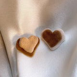 Daiiibabyyy Coffee Love Heart Earrings Autumn and Winter Sweet Temperament Jewelry Wholesale Girl