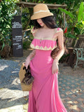 Daiiibabyyy  Summer Fashion New Women's Elegant Design Sense Beach Strap Long Dress Color Blocked Irregular Vacation Style Dress