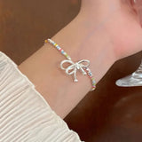 DAIIIBABYYY  -  Fashionable Colored Bead Bracelet Bow Female Niche High-End Personalized Design Sweet Versatile Temperament Sweet Cute Commuting