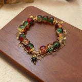 Daiiibabyyy  Star Bead Imitation Glass Bracelet for Girls' Christmas, Colorful and Trendy Atmosphere, High-End and Versatile Bracelet Gifts