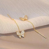 Daiiibabyyy Inlaid Zircon Butterfly Earrings Delicate Simple Golden Butterfly Earring Personalized Jewelry Women Anniversary Gift