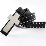 Daiiibabyyy  Unisex Punk Rock Studded Belt Gothic Metal Cross Rivet Waist Belts Vintage Hip Hop Style Belt for Women Men Fashion Waist Band