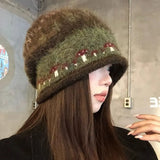 Daiiibabyyy  Casual Ethnic Style Fair Isle Style Knitted Hat Windproof Warm Winter Pullover Hat Coldproof Retro Beanies Hat Winter