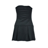 Daiiibabyyy  Bow Backless Sexy Mini Dress Women Elegant Party Off Shoulder High Waist Casual Slim Fit Strapless Contrasting Gowns Summer