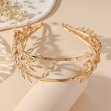 Daiiibabyyy  European and American Retro Metal Wide Faced Branch Leaf Headband Bride Goddess Headwear Women Fashion Jewelry Hair Accessories