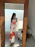 DAIIIBABYYY  -  Hot Girl Holiday Style Floral Print Sexy Strap Dress Women's Summer Slim Fit Wrap Hip Mermaid Dress Fashion Female Clothes