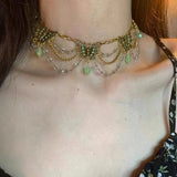 Daiiibabyyy  New Hot Red Velvet Butterfly Tassel Necklace Sweet and Cool Girl Fashionable Niche and Light Luxury Design Collarbone Chain