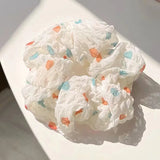 DAIIIBABYYY  -  New Trendy Summer Sunny Polka Dot Scrunchies Women College Student White Rubber Bands Fairy Colorful Ponytail Holder Headwear