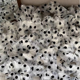 Daiiibabyyy  1PC Polka Dot Organza Scrunchies Set, White & Gray, Chiffon Hair Ties, Elegant Hair Accessories For Women