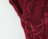 Daiiibabyyy  Sexy Wine red Mesh Flocking Sequins Tie Bow Halter V Collar Backless Dress Women Backless A-line mini Dresses Femme Vestidos