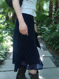 Daiiibabyyy  High Waist Chiffon Midi Skirts for Women Diagonal Striped Slim Flowy Ruffle Hem Casual Elegant Skirt