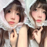 DAIIIBABYYY  -  Korean Ins Lace Hair Scarf Women Retro Triangle Hair Band Strap Hair Bag Headscarf Hat Travel Photo Headband Turban Accessorie