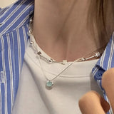 DAIIIBABYYY  -  Bead Geometry Necklace for Women Girl Korean Design Versatile Choker Jewelry Dropship