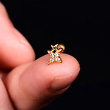 DAIIIBABYYY  -  1pcs New Style Stainless Steel Ear Piercing Cz Stud Earrings Snake Moon Round Ball Arc Cartilage Helix Conch Screw Back Earring