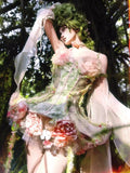 Daiiibabyyy  Embroidery Lolita Dress Flower Lolita Goddess Forest Style Floral Fishbone Corset Fairy Style Elegant Dress Cosplay Fairy