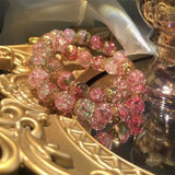 DAIIIBABYYY  -  New Fashion Y2K Sweet Cherry Blossom Bracelet For Women Exquisite Elegant Flower Crystal Beaded Bracelet Girl Party Jewelry Gift