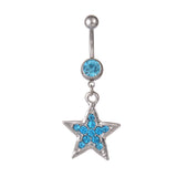 Daiiibabyyy  Korean Fashion Shiny Crystal Star Belly Rings Sexy Pink Cute Body Accessories Belly Piercing Y2K Charms Accessories