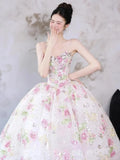 Daiiibabyyy  Vintage Long Wedding Dresses Women Strapless Photos Shoot Princess A-line Wedding Ball Gown 3D Floral Appliques Bridal Gowns