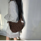 Daiiibabyyy  Streetwear Polka Dot Office Lady Shoulder Bag Women Canvas Drawstring Pleated Hobo Bags Y2k Aesthetic Handbags Crossbody Korean