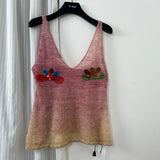 DAIIIBABYYY  -  Rainbow Gradient Knitted Camisole Women's Summer French Style Retro Sweet Hot Girl V-neck Vest Fashion Female Clothes