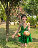 DAIIIBABYYY  -  Summer Fashionable Hollow Out Ruffles Solid Color V-neck Mini Dress Femme Lolita Sweet Pleated Women Clothing Slim Sexy Dress