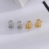 Daiiibabyyy Silver Gold Color Zircon Multi Layers Earrings for Women Girl Birthday Gift Delicate Shining Jewelry Dropshipping