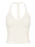 Daiiibabyyy  Y2k Streetwear Halter Backless V Neck Sleeveless Solid Slim All Match Knitted Tanks