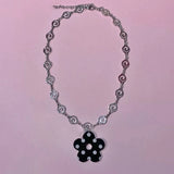 Daiiibabyyy  Y2K Jewelry Swirl Chain Polka Dot Flower Pendant Necklace for Women Kawaii 90s Aesthetic Fashion Korean Punk Necklace Accessorie