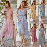Daiiibabyyy High Quality Sexy Flowing Dress Spring Summer 2024 Printed Casual Vacation Dress Vestidos Evening Bodycon Dress Ruffled Edge Y2k