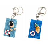 Daiiibabyyy  Fashion Acrylic Pool Floating Board Keychain Alloy Blue Yellow Swimming Figure Pendant Creative Decorative Bag Charm Summer