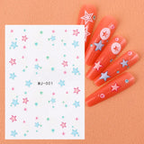 Daiiibabyyy Silver Heart Stars Nail Sticker 5D Realistic Glitter Shiny Pentagram Y2K Style Self Adheisve Charms Decals Nail Art Decoration