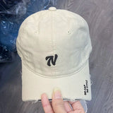 DAIIIBABYYY  -  Unisex Retro Washed Denim Baseball Cap – Broken Eaves Embroidery Outdoor Hip-Hop Style for Men & Women Caps for Men's Cap