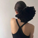 Daiiibabyyy  1pc Extra Large Pleated Double-Layer High-End Scrunchie, Elegant Fashion Hair Tie Suitable For Daily Commute, Casual, Romantic,