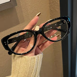 DAIIIBABYYY  -  Retro Cat Eye Triangle Frame Glasses Women Y2K Harajuku Eyeglasses Reading Computer Spectacle Goggles Anti-Blue Light Eyewears