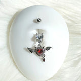 Daiiibabyyy  Y2K Jewelry Devil Angel Navel Ring Sexy Punk Charm Rivet Wings Red Crystal Navel Nail Body Piercing Accessories Goth