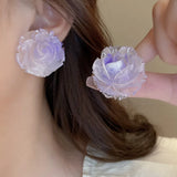 Daiiibabyyy Minar Korean Style Clear Multicolor Acrylic Flower Dangle Earrings for Women Large Floral Statement Earring Every Day Jewelry