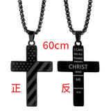 DAIIIBABYYY  -  American Flag Cross Necklace Stainless Steel Inspirational Bible Verse HipHop Lettering Pendant Chain for Boys Men Jewelry