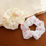 DAIIIBABYYY  -  2024 Simple Sunny Cherry Mesh Scrunchies Large Hair Ropes Ties Women Elegant Up-do Hair Bands Gum Ponytail Holder White Headwear