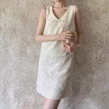 Daiiibabyyy  Celebrity small fragrant wind splicing sequined sleeveless dress women's summer  gentle wind slim small vest skirt