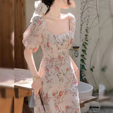 DAIIIBABYYY  -  French Haute Couture Fairy Long Dress, Temperament and Socialite New Slimming, Unique and Beautiful Floral Dress, Summer